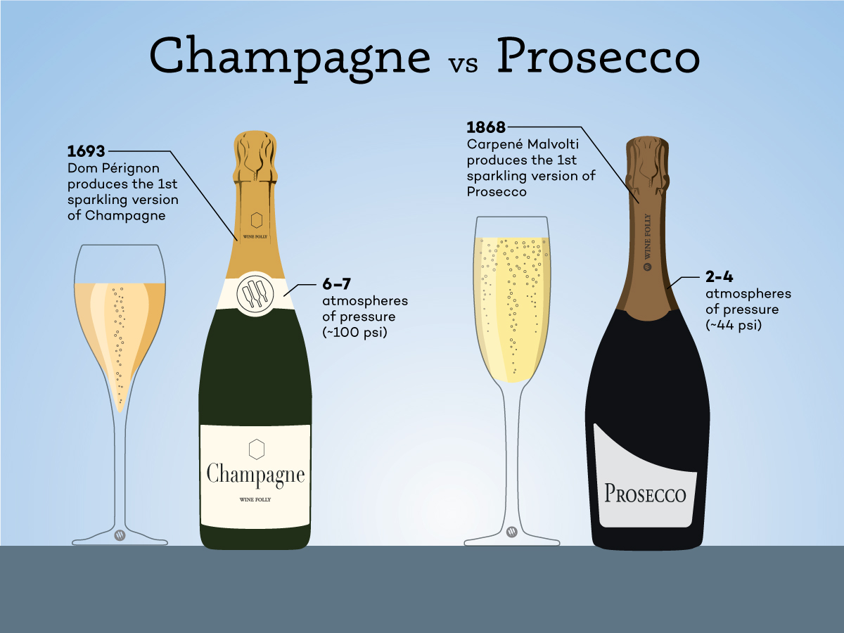 Champagne vs Prosecco comparison - by Wine Folly