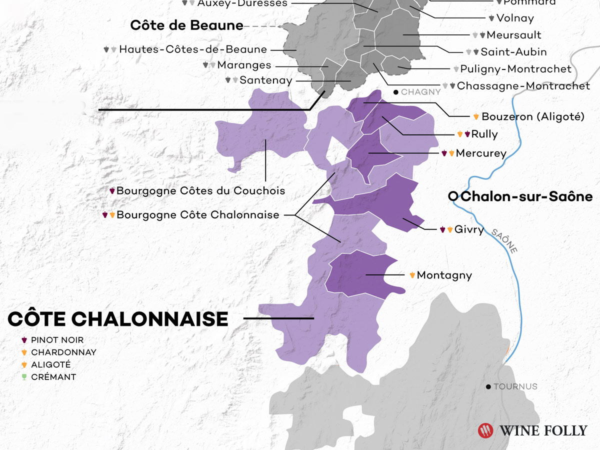 Cote Chalonnais Wine Map - Burgundy - Wine Folly