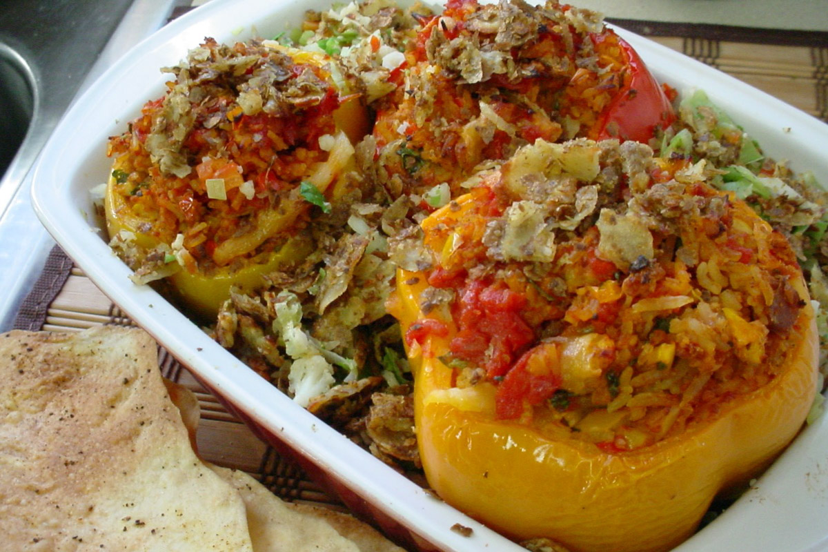 Vegetable stuffed peppers. By G. Wesley.