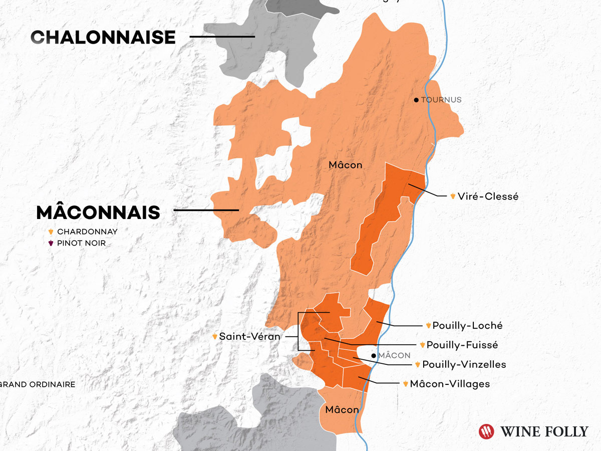 Mâconnais Wine Map - Burgundy - Wine Folly