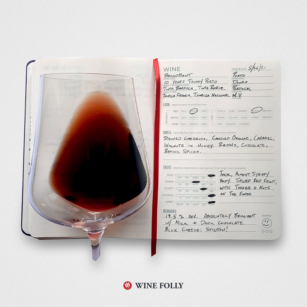 Journal entry for Tawny Port with a glass of wine