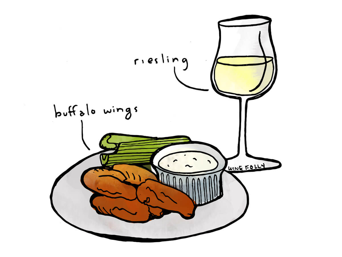 Wine and Buffalo wings pairing with Riesling - by Wine Folly