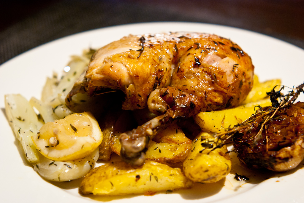 Guinea fowl with lemon, fennel, herbs and potatoes would be a lovely match with a vibrant neutral oaked Viognier