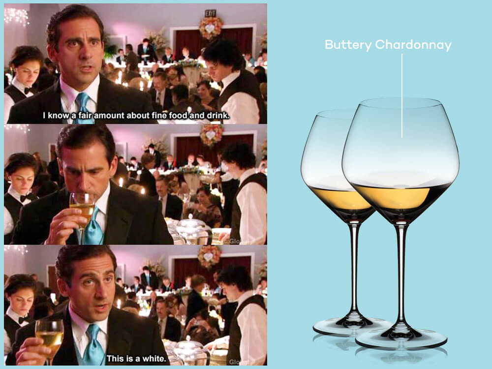 Michael Scott from the office pontificates about buttery chardonnay 